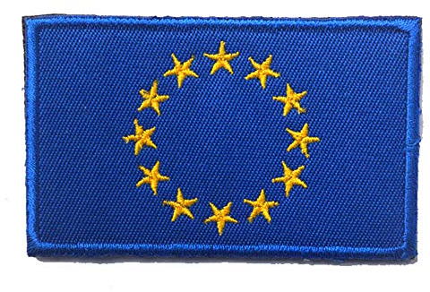 Europäische Union Flagge bestickter Aufnäher EU Europa zum Aufbügeln – Emblem Taktische Militär Moral Lustige Patches Abzeichen Applikationen mit Verschluss Klettverschluss (Europäische Union)