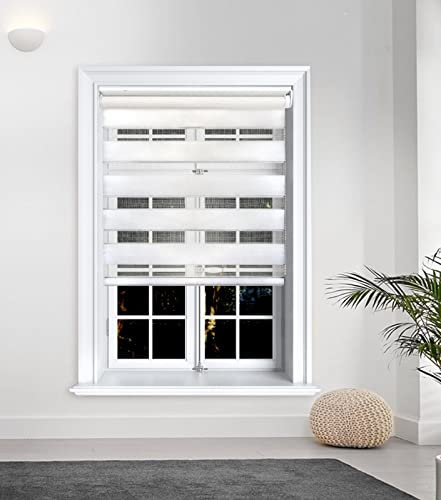 Lister Cartwright Premium Quality Zebra Blind Day & Night Blind Roller Blinds fashionable, White 90 x 165 cm