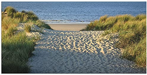 ARTland Wanddeko Wandbild Alu Verbundplatte für Innen & Outdoor Bild 60x30 cm Strandbilder Düne Gräser Landschaft Meer Nordsee Maritim S4IW