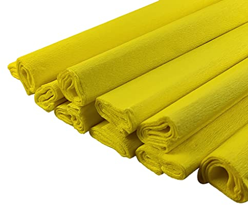 Netuno 10 rouleaux de papier crépon jaune citron 200 x 50cm papier crêpe papier de soie coloré papier crépon pour bricolage décoration DIY loisirs créatifs papier décoratif papier crépon de couleur