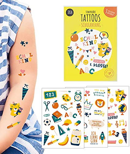 Kindertattoo Schulanfang, 3 Bögen Tattoo , Geschenkidee Schultüte, Geschenke Schulanfang, Mitgebsel Schulanfang, Aufkleber Kinder, Mal Mich Bunt