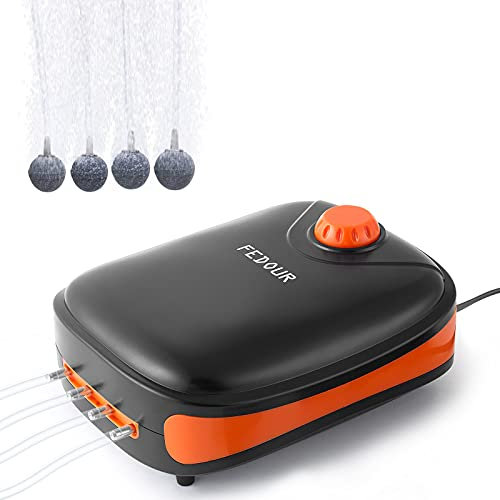 FEDOUR 4 Outlets Aquarium Air Pump, Quiet Aquarium Oxygen Pump, Powerful Air Pump for Fish and Turtle Tanks up to 1100L