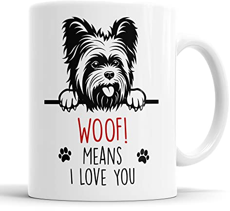 Faithful Prints Yorkie Woof Means I Love You Mum Dad Mug Dog Dad Yorkshire Terrier Dad Cup Friend Funny Gift for Birthday Christmas, Yorkie Mum Mug
