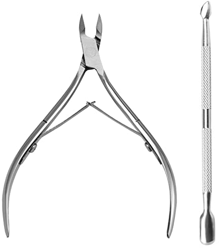 Olakin Alicate Cortauñas con Empujador de Cuticulas, Alicates Uñas Pies Profesional Acero Inoxidable, Pinzas para UñAs Gruesas y Profundas, Pedicura y Manicura