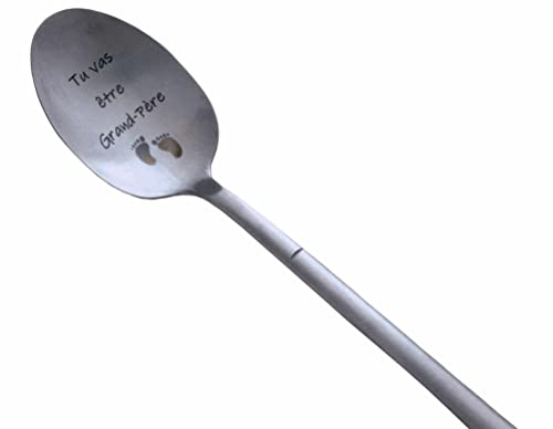 Cuillère Annonce Grossesse Grand-Père Tu Vas Être Papi - Cadeau Original Personnalisé Futur Papi - Idée Cadeau Fête des Pères avec Coffret - Acier Inoxydable - Zinello Design