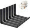 MLOQI 6 Pack Scaffold Board Shelf Brackets with Lips, 5mm Thick Heavy Duty L Wall Brackets for Shelves, Black Industrial Shelves Support (12x6/30cm x 15cm)