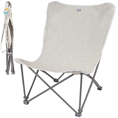 AKTIVE 62638 - Outdoor Klappstuhl für Camping, Strand, Garten | Maße 78x76x90 cm | Inkl. Tragegriff | Belastbar bis 115 kg | Klappstühle, Outdoorstühle, Camping, Beige