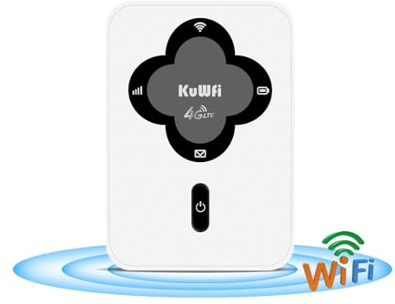 Hotspot Mobile Router Portatile, KuWFi 4G LTE 150Mbps Mobile WiFi Con Sim e SD Slot Saponetta Wifi, Batteria Ricaricabile, Per Viaggi e Lavoro Modem Wi-Fi Funziona con Tim/Wind/Vodafone
