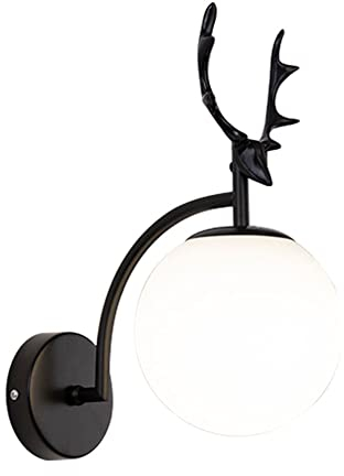 Nordische Moderne Glas Wandleuchte Geweih Wandlampe Leuchten Kreative Treppenkorridor Wandleuchten Gangwandleuchte für Flur Wohnzimmer Schlafzimmer (Black 1)