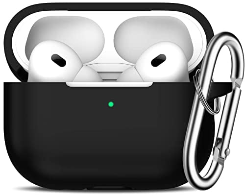 R-fun Kompatibel mit AirPods Pro 2/1 Generation Hülle Cover mit Schlüsselanhänger, Vollschützende Silikonhülle Kompatibel mit Apple AirPods Pro 2022/2019 Ladehülle,Schwarz