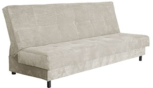 Schlafsofa Enduro XIV Cord mit Bettkasten, 3 Sitzer Sofa, Couch mit Schlaffunktion und Bettfunktion, Lounge Sofa, Wohnlandschaft, Bettsofa, Polstersofa (Poso 100)