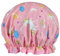 1 Pack Shower Cap for Women, Oil-proof Caps, Double Layers Waterproof Reusable Bath Caps With Ruffled Edge Covering for Girls, Women, Ladies, Kids (Pink Unicorn)