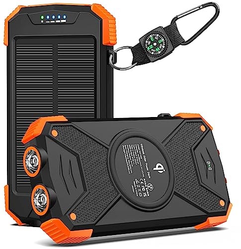 BLAVOR power bank solare 10000 mAh Qi caricatore rapido caricabatterie wireless per esterni portatile Power Bank batteria esterna con pannello solare Micro USB C ingresso per cellulare tablet torcia