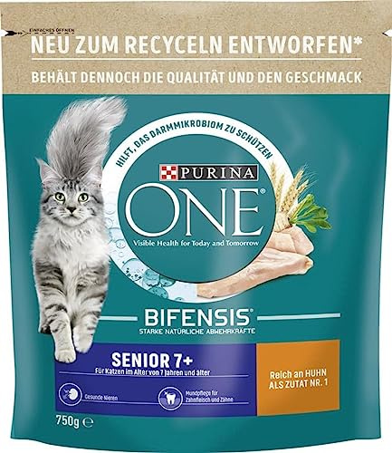 Purina ONE Bifensis Senior Katzenfutter Huhn & Vollkorn, 0,75 kg