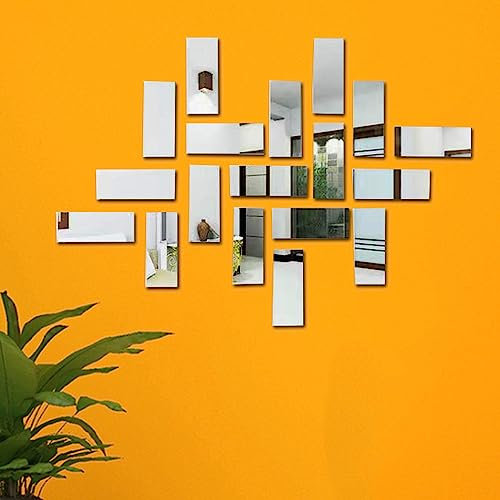 SSyang Miroir autocollant mural acrylique – set de 18 pièces – miroir pour salon et chambre à coucher (argent)