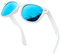 KANASTAL White Sunglasses Blue Mirrored Mens Polarised Womens Classic Vintage Ladies Driving Summer Casual UV400 Protection - White Frame Blue Lens
