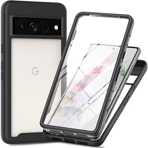 Colala Cover for Google Pixel 8 5G Case, Built-in Screen Protector 360 Full Body Protective Rugged Bumper Phone Shockproof Anti-Scratch Hard PC Back Case,Black