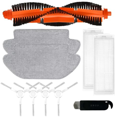 10 piezas de repuesto para Xiaomi Vacuum Mop 2S/ STYJ02YM / B106CN/ Xiaomi Vacuum Cleaner S10/ S12, juego de piezas de repuesto incluye 1 cepillo principal, 2 filtros, 2 almohadillas de limpieza, 4