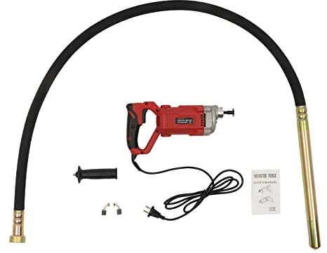 Elektrischer Betonvibrator Beton Vibrator Betonrüttler Flaschenrüttler mit 2M Wellenstab Betonwerkzeuge 220V 60Hz Rot 1100W