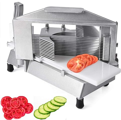 COYEUX Commercial Tomato Slicer, Multi-Purpose Vegetable Slicer, Output 13 Pieces/time, with Built-in Cutting Board for Restaurant or Home Use