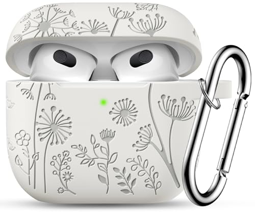 Ouwegaga Gravierte Hülle für Apple Airpods 3 Hülle, Silikon für Airpods 3 Case Stoßfeste Schutzhülle Kompatibel mit Airpods 3. Generation Hülle 2021, mit Karabinerhaken[Front-LED sichtbar], Polarstern
