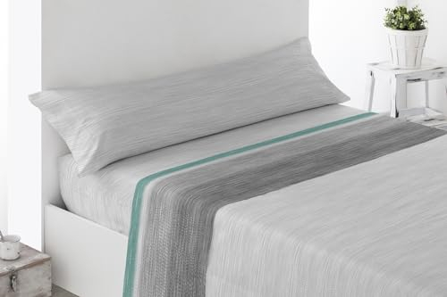 ENERGY COLORS TEXTIL-HOGAR Juego Sábanas Estampadas Verano, Juego 3 Piezas Microfibra. Sábanas Tacto Fino, Suave, Ajustable y Transpirable. (Gris, Cama 105)