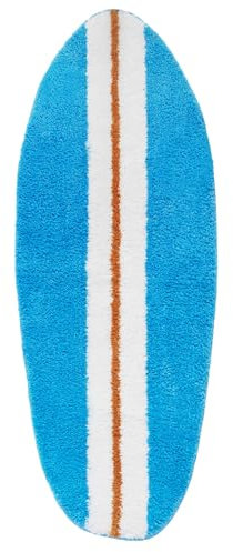 OOOMART.COM Surfbrett-Teppich, Oval, 3.74 x 3.58, Hell, Blau, Wasserfest, Rutschfest, Hochflor, Modern, Unisex, Badezimmer, Wohnzimmer, Schlafzimmer, Küche