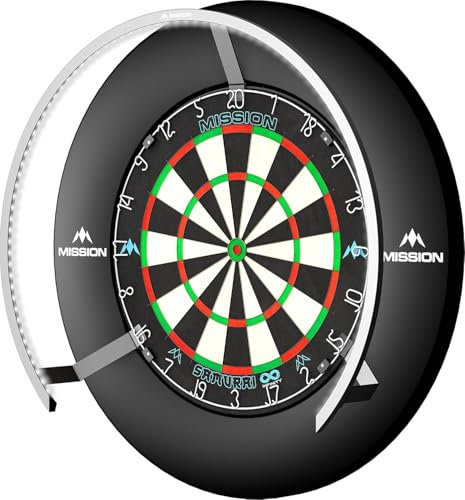 Mission Darts Torus 270 | Dart Board LED Lighting System with Easy Access to Dartboard Area for Unrestricted Play, Sand Blasted Black, Red, Blue, Green, Purple, Bronze and Silver Colours.