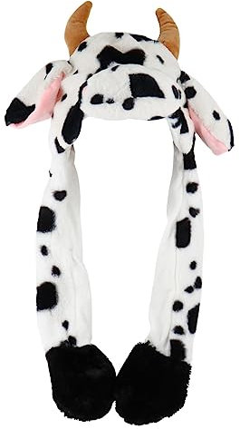PHENOFICE Lustige Kuhmütze Mit Beweglichen Ohren Weicher Plüsch Witziger Kopfschmuck Für Erwachsene Und Gemütlich Als Geburtstagsgeschenk Für Karneval Kuscheltier-design