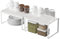JEPEErbz Kitchen Cupboard Organiser, 2-Pack Cabinet Storage Shelf Organizer Rack, Metal Expandable Spice Holder, Stackable Storage Shelves for Cupboard, Shelf Insert, Countertop,Pantry (White)