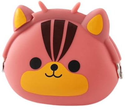APLVFFZH Portefeuille à Clip en Silicone avec Motif Animal de Dessin animé pour Enfant, Porte-Monnaie, Accessoire de Voyage, Rouge
