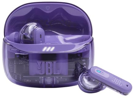 JBL Tune Beam Ghost 2, auriculares inalámbricos con cancelación de ruido y Bluetooth, hasta 48 hrs de autonomía, IP54 resistentes al agua y al polvo, diseño ergonómico, Purple Ghost