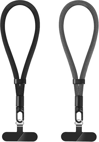 NganSuRong Phone Wrist Strap, 2 Pack Adjustable Anti Theft Phone Lanyard Hand Wrist Strap with Tether Tabs for Cellphone and Case (Black-Grey)