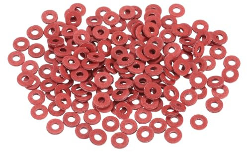sourcing map 220 Pcs M2 Fiber Flat Washers, Insulation Plain Washer 2mm ID 5mm OD 0.5mm Thick Red Steel Paper Gaskets for Machinery Fastener Plumbing General Repair
