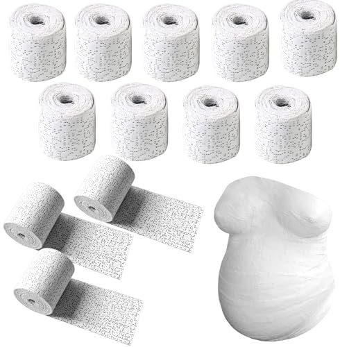 DGMI Juego de 12 rollos de 5 cm x 2,7 m para impresión de yeso para panza de bebé, vendas de yeso para manualidades, para manualidades, para vientre, embarazo, pintura con textura, esculturas