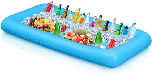 Portabevande gonfiabile 2 in 1, vassoio galleggiante 8 fori, grande capacità, galleggiante, portabevande per piscina, gonfiabile, per piscina, gonfiabile, per piscina (blu)