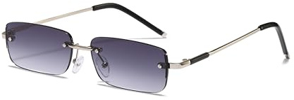 WDZAYXC Lunettes de soleil rectangulaires rétro sans monture pour homme et femme - Monture en métal - Différentes couleurs - Protection UV400