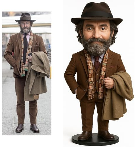 Custom Gentleman Wackelkopf – personalisiertes Geschenk für Chef, Opa, Ehemann oder Absolventen, handgefertigte Tonfigur für Geburtstag, Abschluss, Ruhestand, Jahrestag