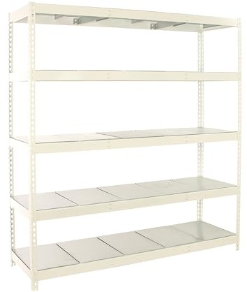 PROREGAL Schwerlastregal Metal Beast Five | HxBxT 200x240x75cm | Fachlast 400kg | Weiß Standregal Werkstattregal Lagerregal Kellerregal