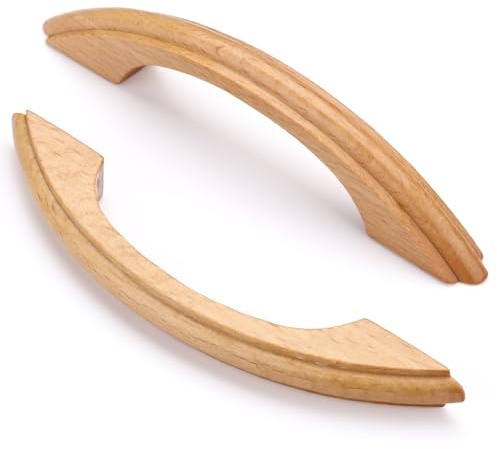 Ndjiloik 10 Stück Schrankgriffe Holz Möbelgriffe Küche Türgriff Griff für Schranktüren Holz Bogengriff mit Schrauben Lochabstände 96mm