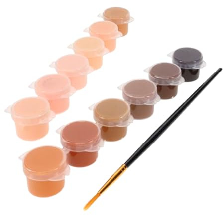 genXon Acrylic Paint Pots with Painting Brush, Skin Tone Shades, Artist 12 Handy Portrait Painting pots 5ml, Arts & Crafts, Pack of 12