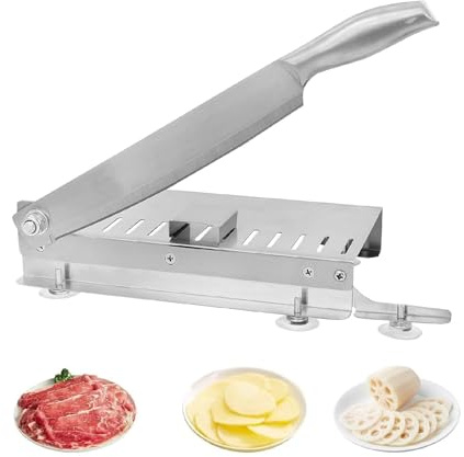 EVERGOODS Manual Frozen Meat Slicer, Stainless Steel Bone Meat Cutter & Ribs Chopper, Food Slicer for Fish, Chicken, Beef, Vegetables, Deli & BBQ