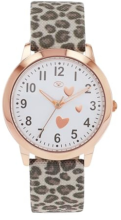 Tom Tailor Armbanduhr mit Textilband für Mädchen, rosefarben, wasserdichte 3 bar, Herz, Geschenkidee, kommt in Uhren Geschenkbox, 2100730