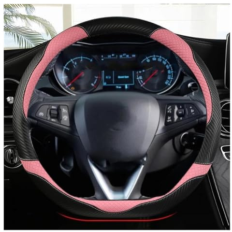 Lenkradhülle Autolenkradabdeckung D-Form Leder Für Opel Für Astra 2015-2021 Für Corsa Für Combo Für Mokka 2018-2021 Lenkradbezug(PINK)