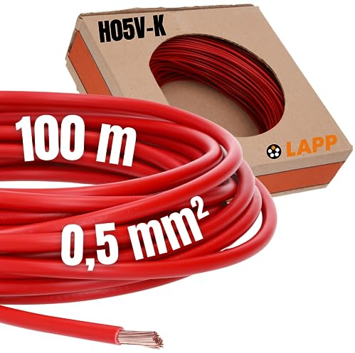 Lapp 4510041 - Cable trenzado (H05V-K, 0,5 mm², 100 m), color rojo