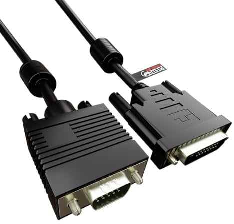 rhinocables - DVI-A to VGA Adapter Cable | Male to Male Analog Video Display | Plug & Play | 25 to 15 Pin Converter | Gold Contacts | Ferrites | Black, 2m