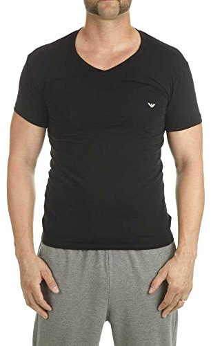 Emporio Armani Herren 2-pack V Neck Essential Core Logoband T-Shirt, Schwarz, L EU