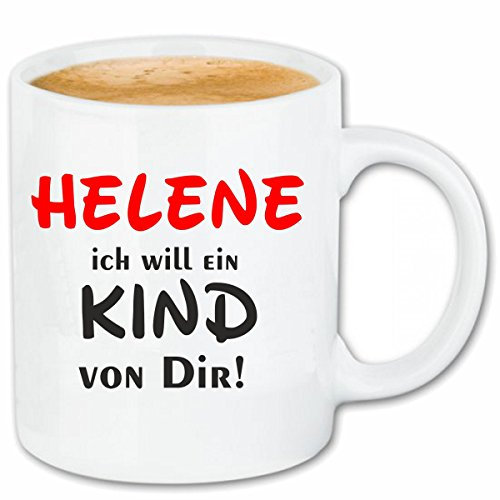 Reifen-Markt Kaffeetasse Helene .. Ich will ein Kind von Dir .. Keramik Höhe 9,5cm & 8cm Durchmesser 330 ml in Weiß für jeden Liebhaber/Fan genau das richtige