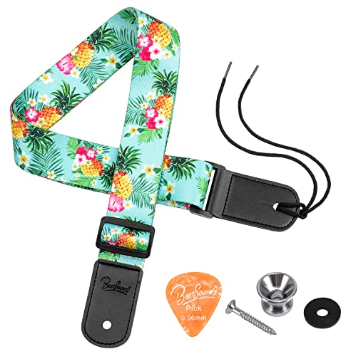 BestSounds Ananas Ukulele Gurt & Schultergurt im Hawaii-Stil Geeignet für Sopran,Konzert,Tenor,Bariton,Saiteninstrumente (Ananas)