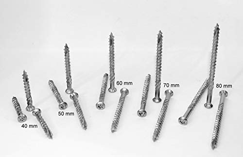 5 x 60 mm Edelstahl A2 Torx TX 25 Terrassenschrauben rostfrei V2A von 100-1000 Stück wählbar (1000)